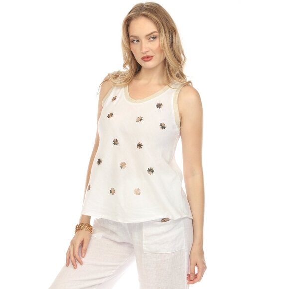 Off-White Floral detailed Print Sleeveless Top - Picture 1 of 8